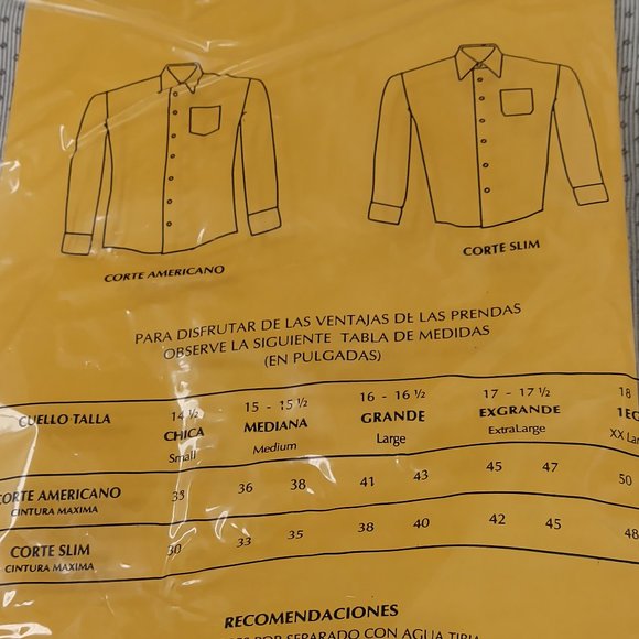 MARISCAL AMERICANO MEN'S DRESS SHIRT SIZE 16 1/2-34 42cm new in package w/ tags - Picture 7 of 8